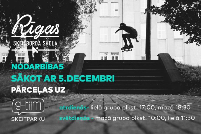 Rīgas Skeitborda skolas nodarbības notiks G-tiim skeitparkā